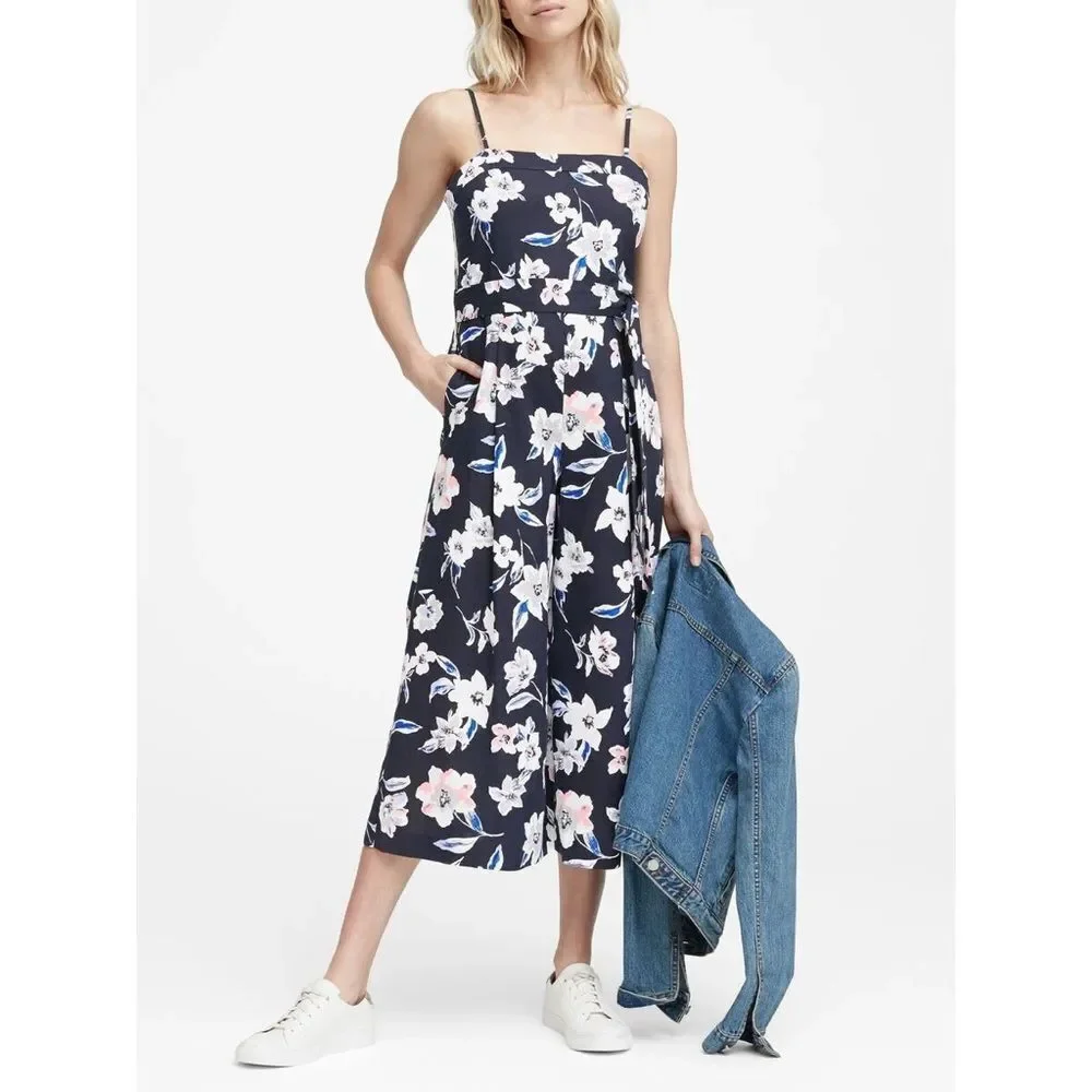 Banana Republic Floral‎ Linen Wide Leg Jumpsuit